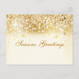 Sparkly Golden Lights Holiday Christmas Postcard