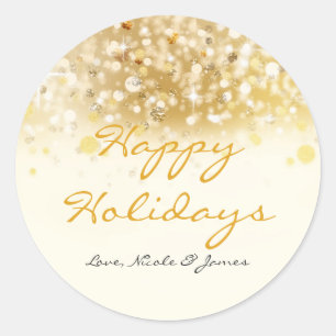 Sparkly Golden Lights Holiday Christmas Sticker