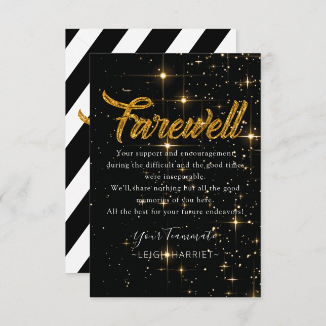 Sparkly Goodbye coworker farewell card (Front/Back)