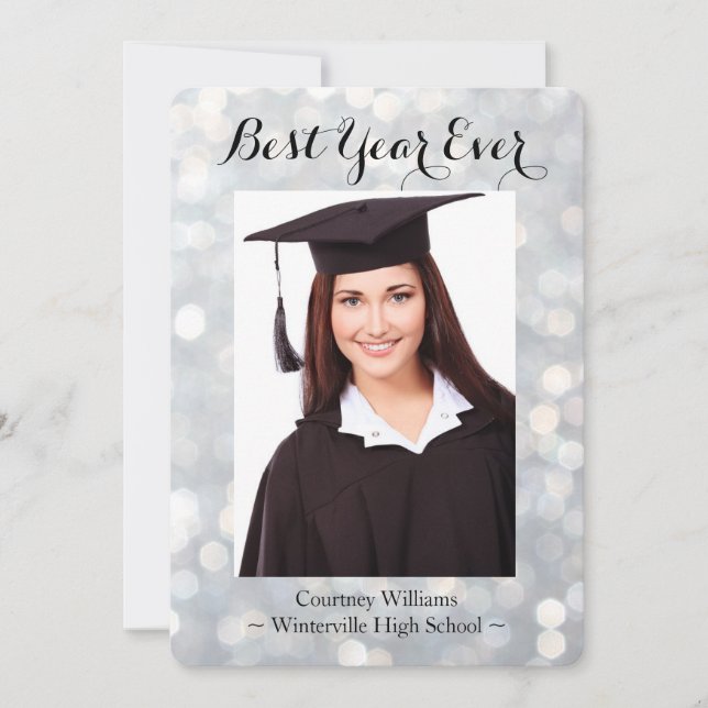 Sparkly Graduation Photo Announcement (Front)