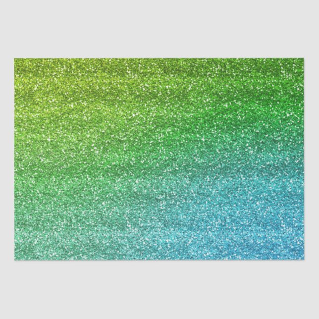 Sparkly Green & Blue Gradient Glitter Tissue Paper (Front)