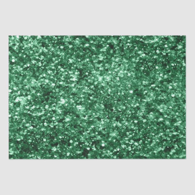 Sparkly Green Holiday Christmas Glitter Tissue Paper (Front)