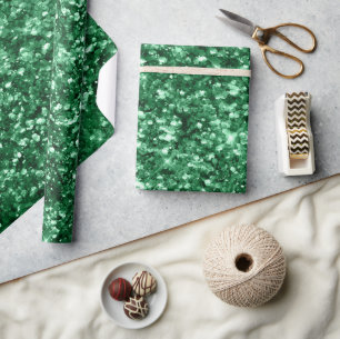 Sparkly Green Holiday Christmas Glitter Wrapping Paper