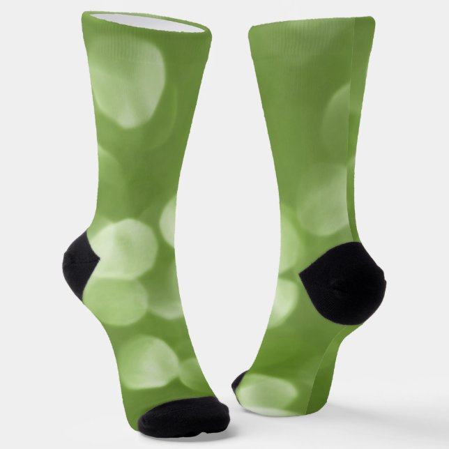 Sparkly Greenery light green bokeh Abstract Socks (Angled)