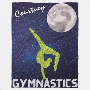 Sparkly Gymnast in Space by the Moon   Fleece Blanket