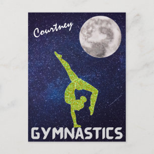 Sparkly Gymnast in Space by the Moon   Postcard