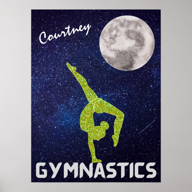 Sparkly Gymnast in Space by the Moon Poster (Front)