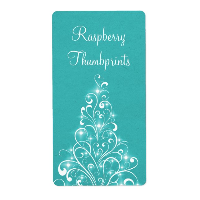 Sparkly Holiday Tree Baking Labels, Aqua (Front)
