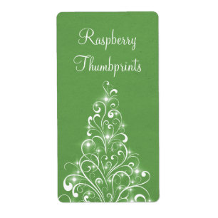 Sparkly Holiday Tree Baking Labels, Green