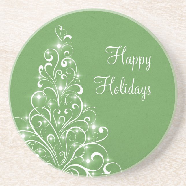 Sparkly Holiday Tree Coaster, Green Coaster (Front)