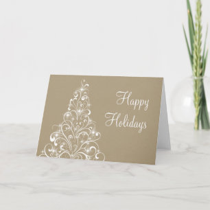 Sparkly Holiday Tree Greeting Card, Latte Card