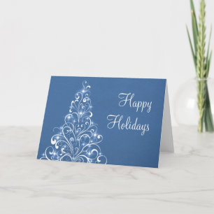 Sparkly Holiday Tree Greeting Card, Royal Blue