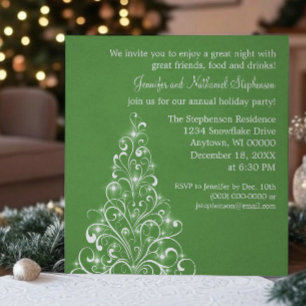 Sparkly Holiday Tree Invite, Green Invitation
