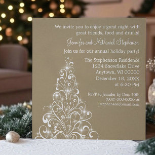 Sparkly Holiday Tree Invite, Latte Invitation