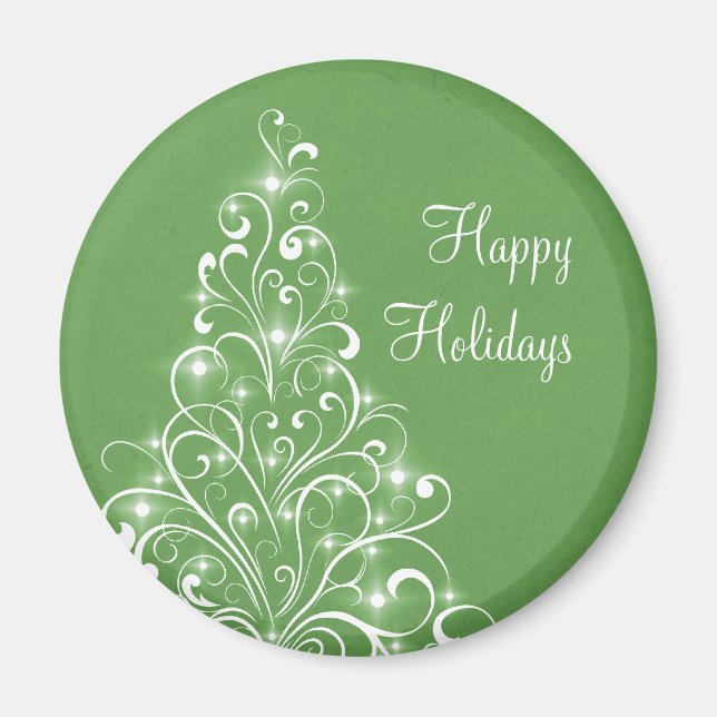 Sparkly Holiday Tree Magnet, Green Magnet (Front)