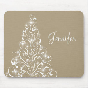 Sparkly Holiday Tree Mousepad, Latte Mouse Mat