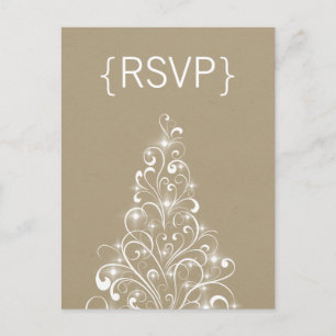 Sparkly Holiday Tree RSVP Postcard, Latte Invitation Postcard