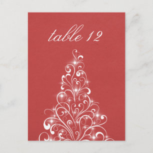 Sparkly Holiday Tree Table Postcard, Red Postcard