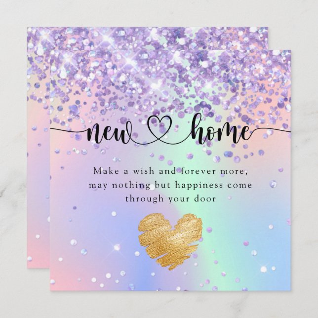 Sparkly Holographic New Home Housewarming Card (Front/Back)