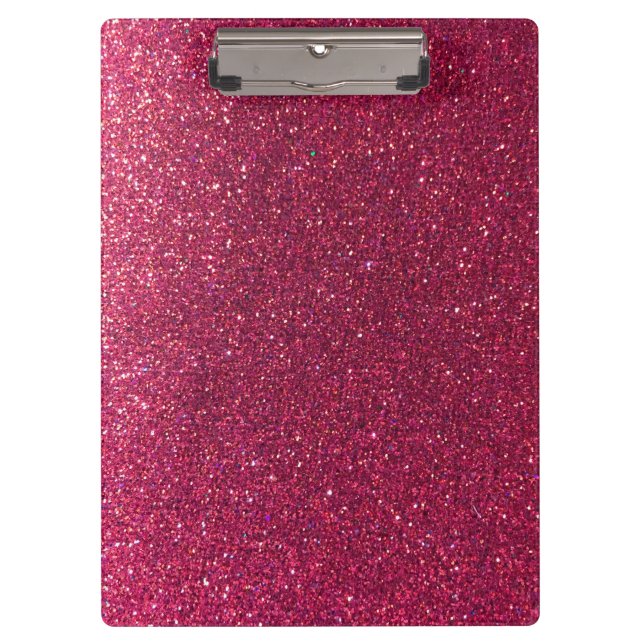 Sparkly Hot Pink Glitter Teachers Classroom Gift Clipboard (Front)