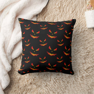 Sparkly Jack O'Lantern face Halloween pattern Cushion