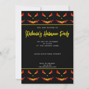 Sparkly Jack O'Lantern Halloween pattern black Invitation