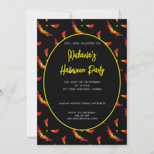 Sparkly Jack O'Lantern Halloween pattern black Invitation