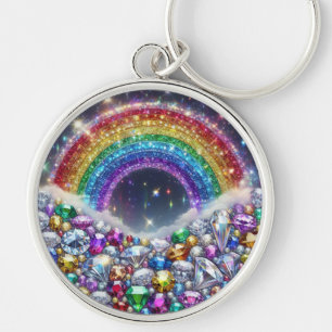 sparkly, jewelled rainbow key ring
