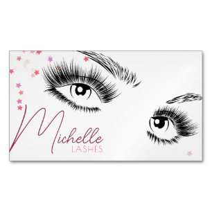 Sparkly Lashes Aftercare Instructions Star Glitter Magnetic Business Card