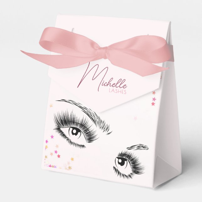 Sparkly Lashes Pink Glitter Confetti Aftercare Kit Favour Box (Front Side)