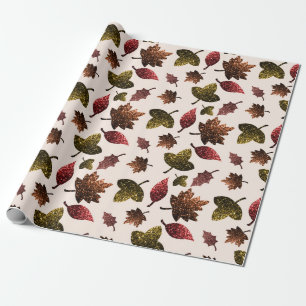 Sparkly leaves fall autumn sparkles pattern wrapping paper