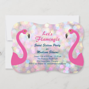 Sparkly Let's Flamingle Sweet Sixteen Invitation