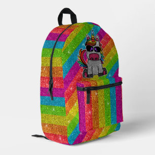 Sparkly LGBT Pride Sparkle Rainbow Glitter Unicorn Printed Backpack