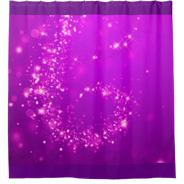 Sparkly lights swirl purple + your ideas shower curtain (Front)