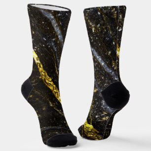 Sparkly line gold black chic abstract bling socks