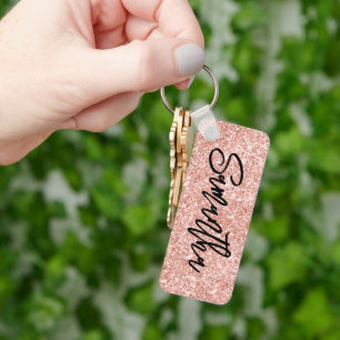 Sparkly Luxury Blush Rose Gold Glitter Key Ring