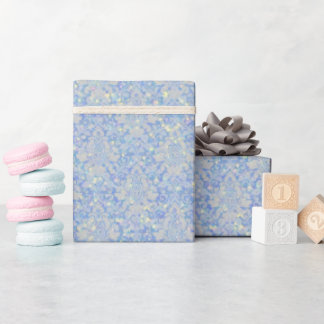 Sparkly Luxury Damask & Glitter - Light Blue Wrapping Paper