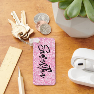 Sparkly Luxury Light Pink Glitter Key Ring