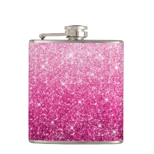 Sparkly Luxury Pink Ombre Hip Flask