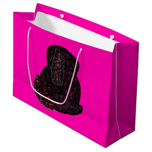Sparkly magical black rabbit for luck large gift bag