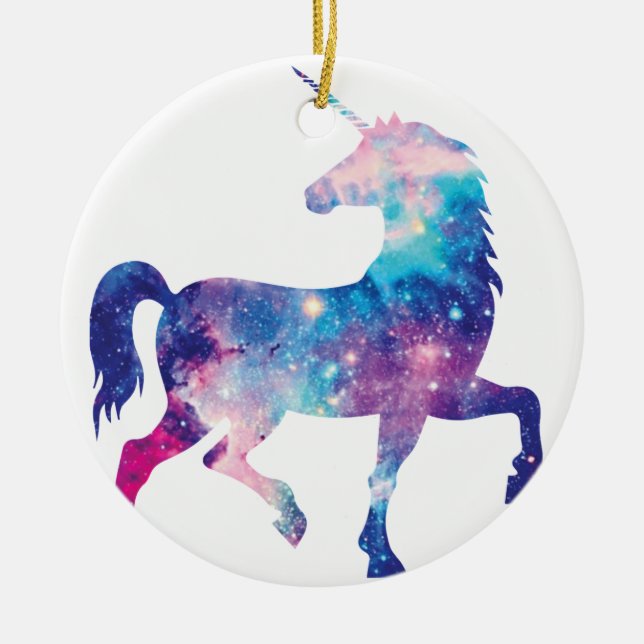 Sparkly Magical Unicorn Ceramic Tree Decoration (Front)