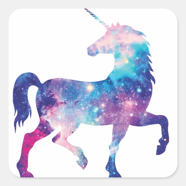 Sparkly Magical Unicorn Square Sticker (Front)