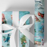 Sparkly Magical Winter Vintage Christmas Collage Wrapping Paper<br><div class="desc">This charming and nostalgic holiday seamless design features scenes of festive winter fun in the snow including ice-skating angels,  a heavenly choir,  children throwing snowballs,  rustic rural landscapes,  holly,  winter robins and a warm lantern. The background is sky blue with snow and white sparkles.</div>