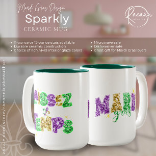 Sparkly Mardi Gras Design Ceramic Mug