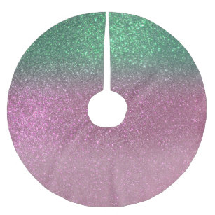 Sparkly Mermaid Green Berry Pink Glitter Ombre Brushed Polyester Tree Skirt