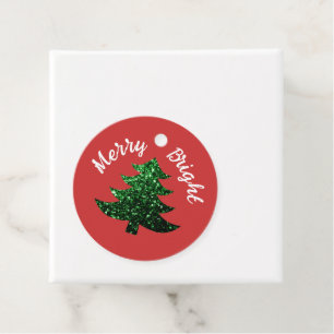 Sparkly Merry bright Christmas tree Custom name Favour Tags