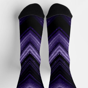 Sparkly metal neon purple black chevron Monogram Socks