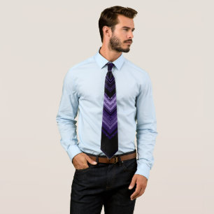 Sparkly metal neon purple black chevron Monogram Tie