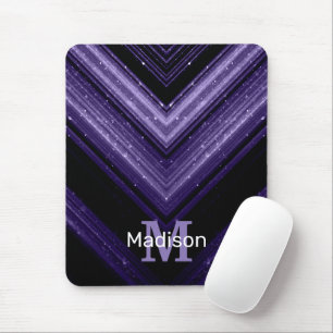 Sparkly metal ultra violet galaxy chevron Monogram Mouse Mat