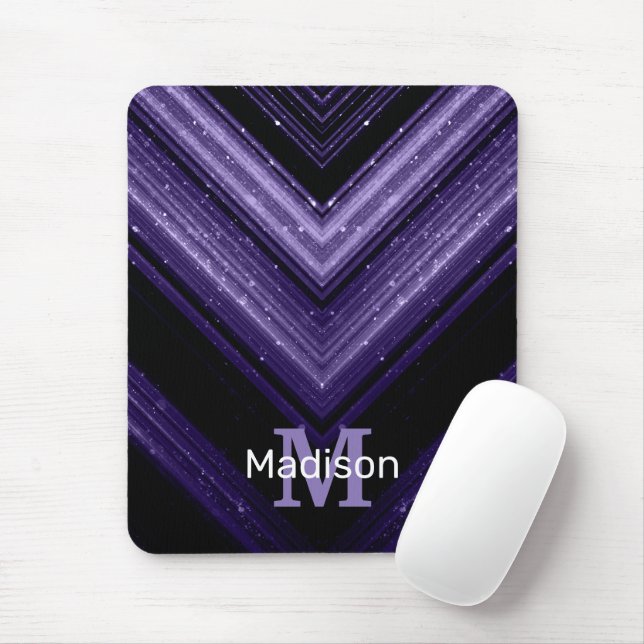 Sparkly metal ultra violet galaxy chevron Monogram Mouse Mat (With Mouse)